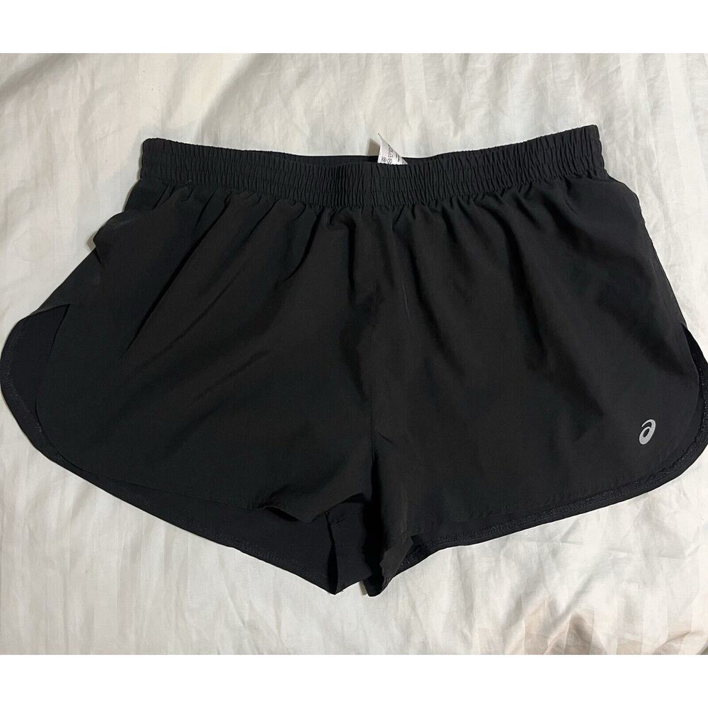 New Asics Women's XL Black Running Shorts 2 in 1 Elastic Waist